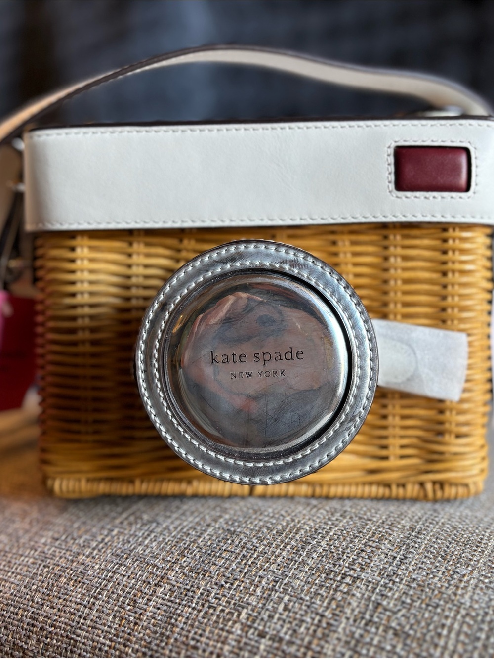 ***Kate Spade White & Natural Wicker Camera Bag NWT NEVER USED